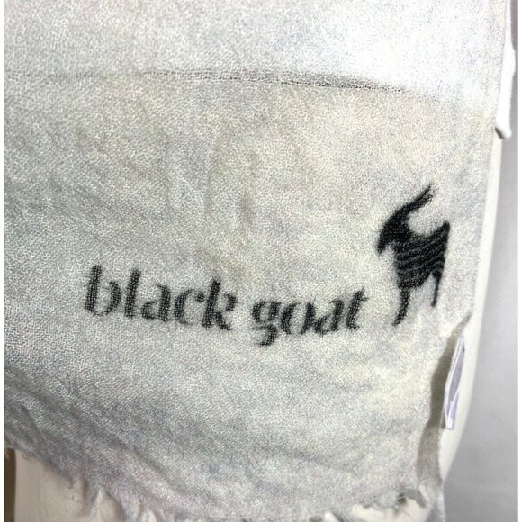 $450 Black Goat Cashmere Oblong large Scarf Shawl Watercolor Abstract Landscape - Picture 2 of 3